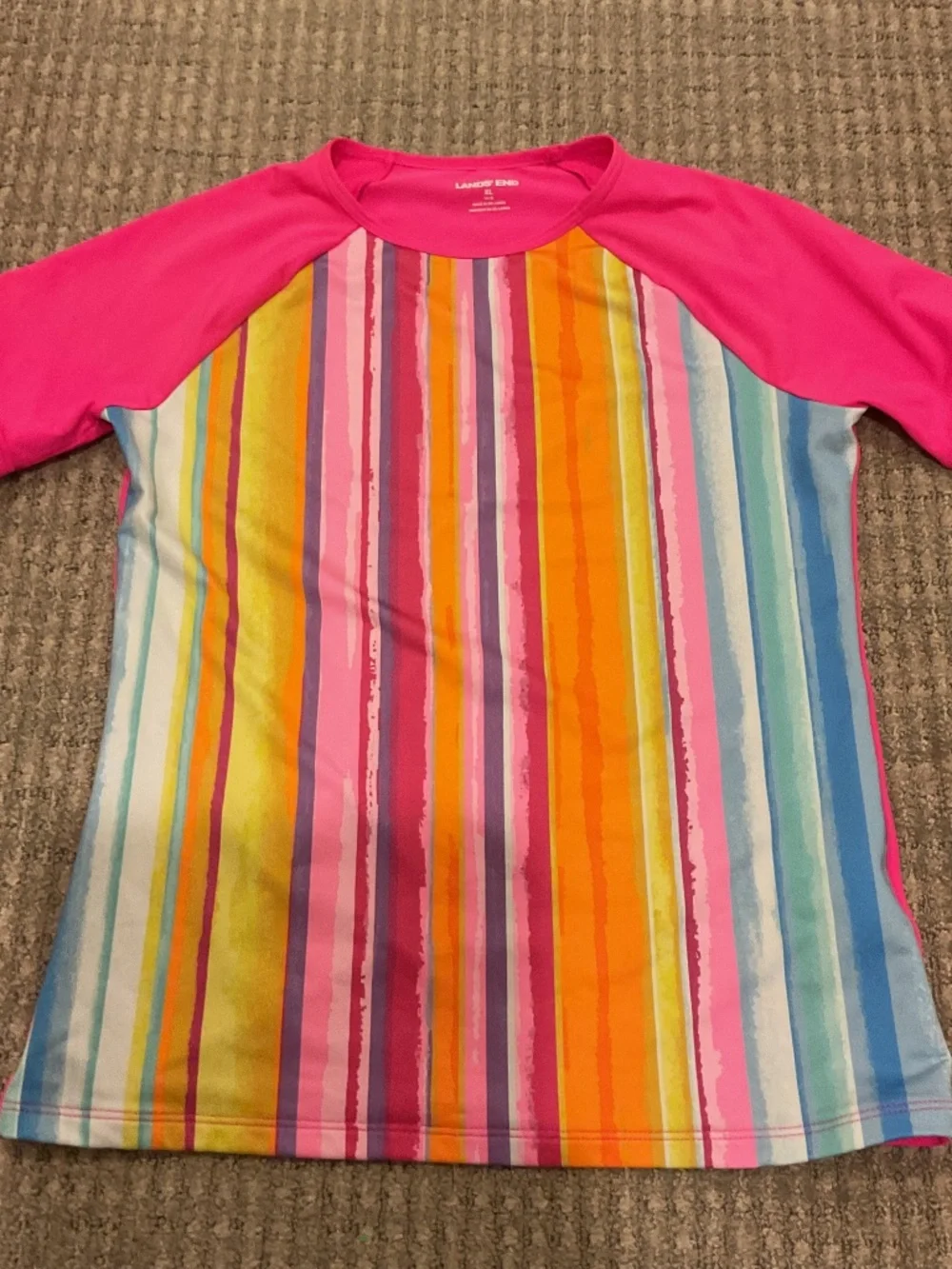 Lands end colorful girls swim rash guard size XL 14/16 beach surf